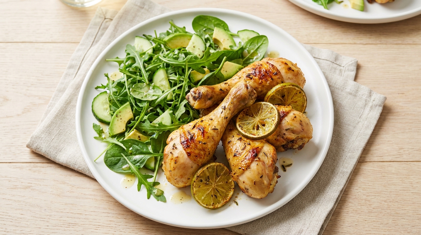 découvrez notre recette légère de pilons de poulet au duo citron vert et ail, pour un plat frais et savoureux parfait pour un repas équilibré.