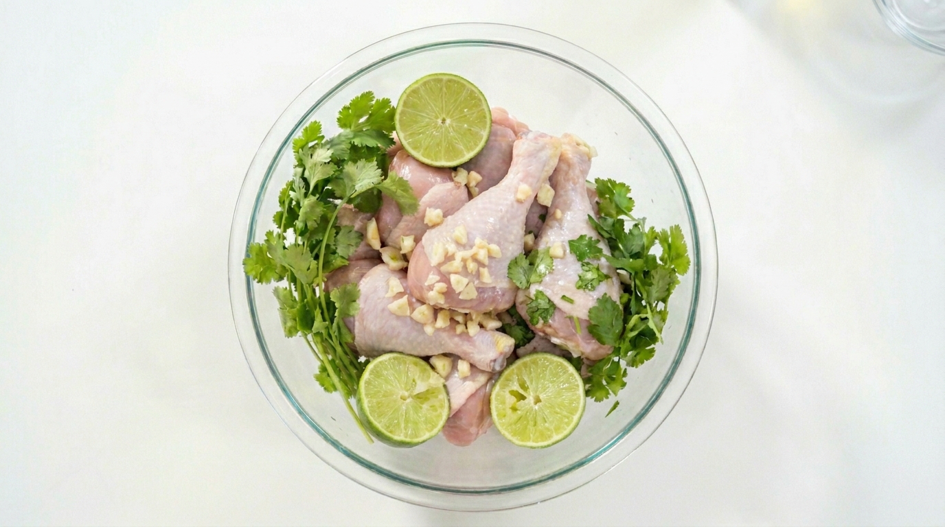 découvrez une recette légère et savoureuse de pilons de poulet allégés, marinés au citron vert et ail, pour un plat frais et parfumé qui ravira vos papilles.