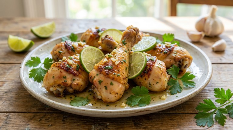 découvrez notre recette légère de pilons de poulet au duo citron vert et ail, alliant fraîcheur et saveurs pour un plat sain et gourmand facile à préparer.