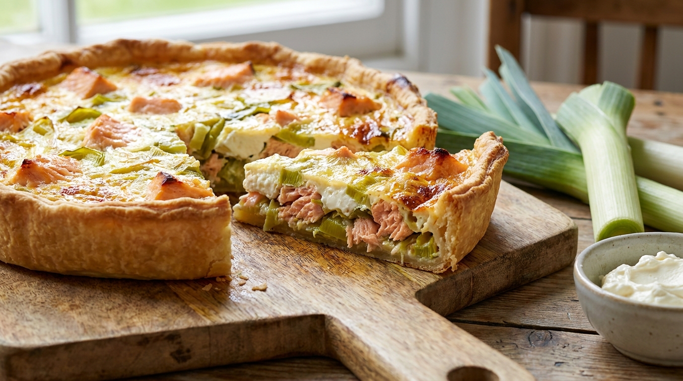 découvrez notre recette de quiche saumon-poireau au fromage frais, une alliance gourmande et savoureuse parfaite pour un repas équilibré et plein de fraîcheur.