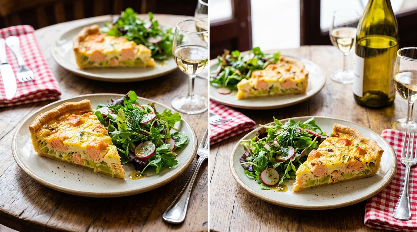 découvrez notre recette de quiche saumon-poireau au fromage frais, une alliance gourmande et savoureuse parfaite pour un repas équilibré et délicieux.