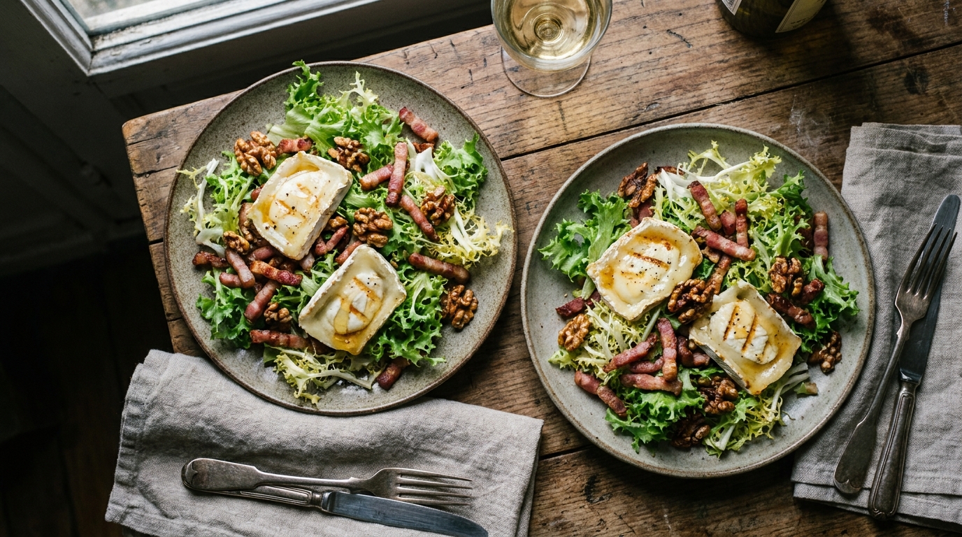 découvrez notre recette gourmande et raffinée de salade frisée accompagnée de fromage de brebis fondant au miel, parfaite pour une entrée savoureuse et élégante.