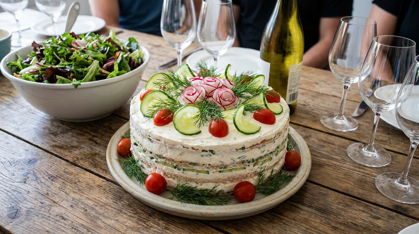 découvrez notre recette gourmande de sandwich cake au thon et crudités, parfait pour partager un moment convivial et savoureux entre amis ou en famille.