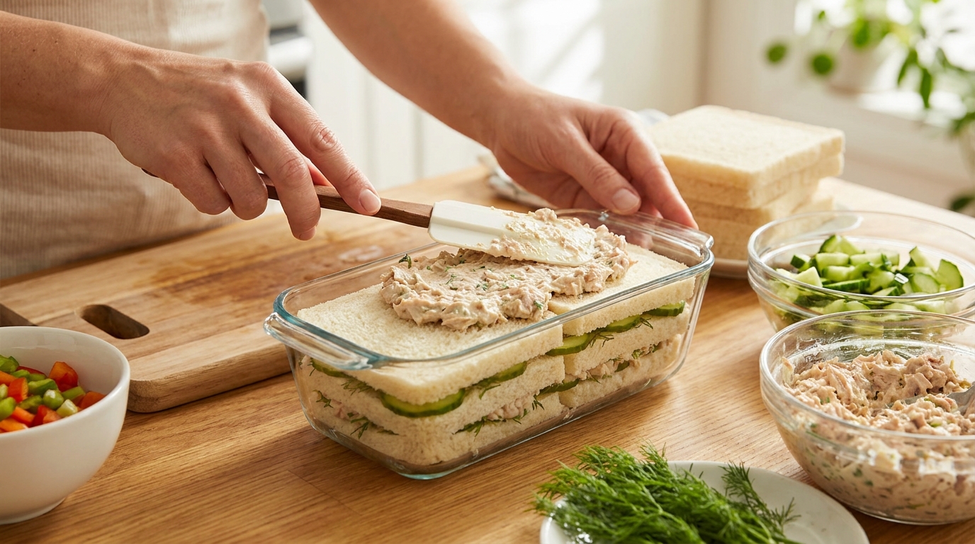 découvrez notre recette gourmande de sandwich cake au thon et crudités, idéale pour un repas convivial à partager entre amis ou en famille. facile à préparer et délicieuse à déguster !