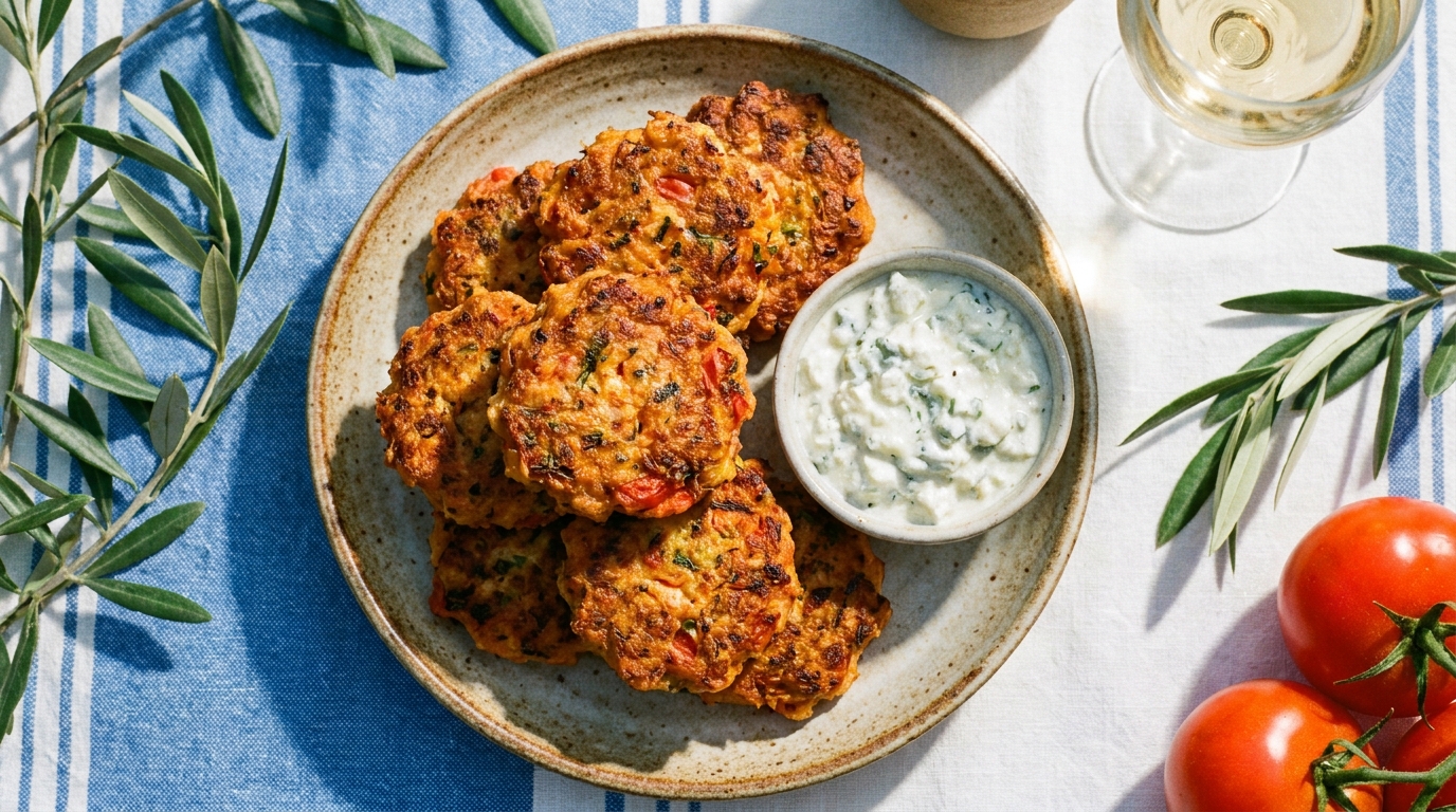 découvrez les tomatokeftedes de santorin, ces délicieux beignets grecs à la tomate, croustillants et savoureux, incontournables pour une expérience culinaire authentique.