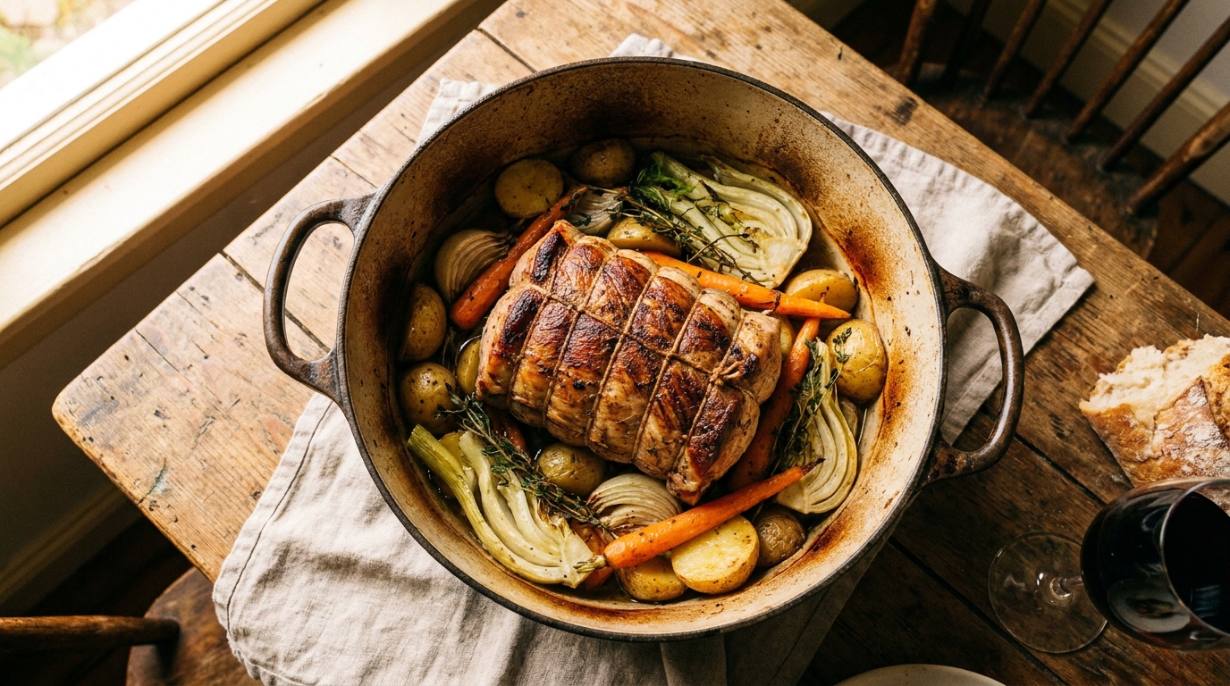 découvrez la rouelle de porc en cocotte, un plat traditionnel chaleureux et réconfortant, parfait pour savourer des repas gourmands même pendant les journées d'été.