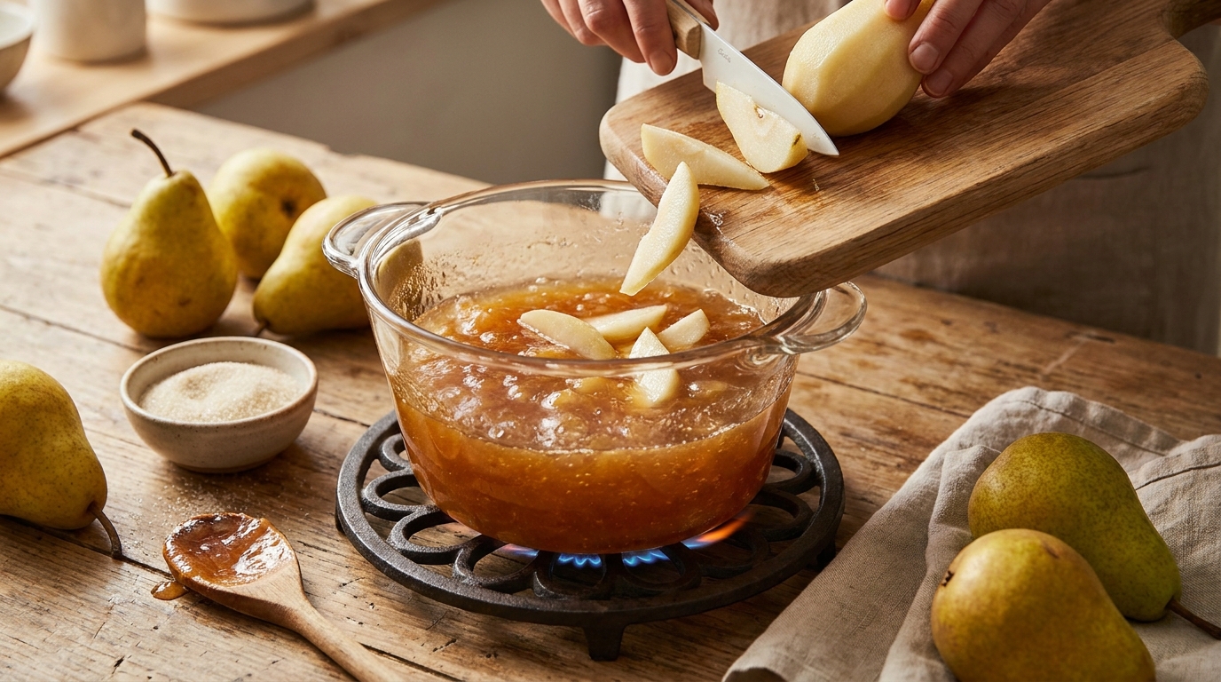 découvrez une recette simple et inratable de confiture de poires au confisuc pour savourer un délicieux goûter fait maison en toute facilité.